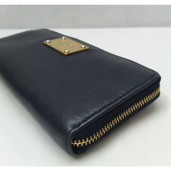 Michael Kors Black Leather Logo Zip Around Credit Card Long Wallet - Picture 6 of 16